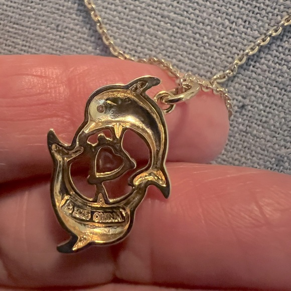 Rare Ross Simon’s Aquamarine n Genuine Diamond 14K GF .925 Dolphin Necklace - Picture 4 of 8
